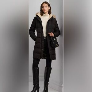 Ralph Lauren Puffer Coat Women's Black,No Belt-Size S